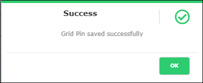 Grid Pin Saved Success Message- CyLock